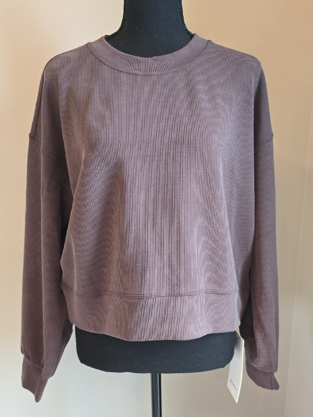 NWT: Lululemon Pefectly Oversized Ribbed Crop Crew - Mauve/Brown